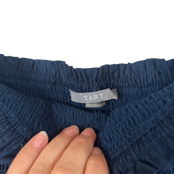 Tart NEW navy iris Kourt Dress smocked bust off shoulder S - Picture 7 of 11